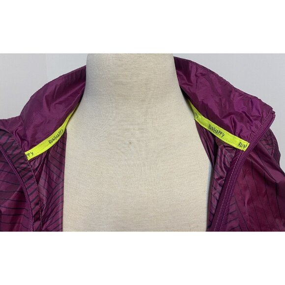 W's Med BROOKS Run Happy Burgundy Track Zip Lightweight/Wind Resist Jacket - Picture 6 of 11